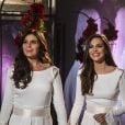 Marina e Clara se casam na novela 'Em família' usando o mesmo vestido