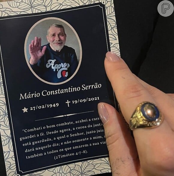 Virgínia mandou ajustar e polir um anel que era de Mário Serrão, para ter uma parte do pai sempre por perto