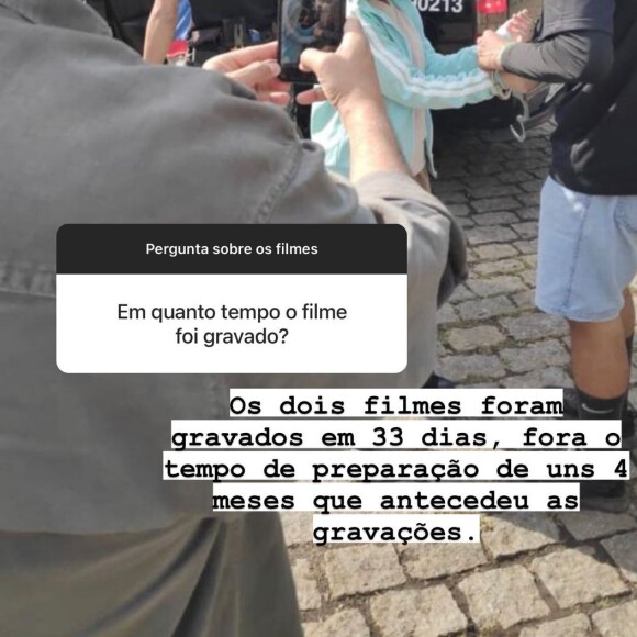 Explicou que ambos os longas foram gravados em apenas 33 dias, apesar da complexidade