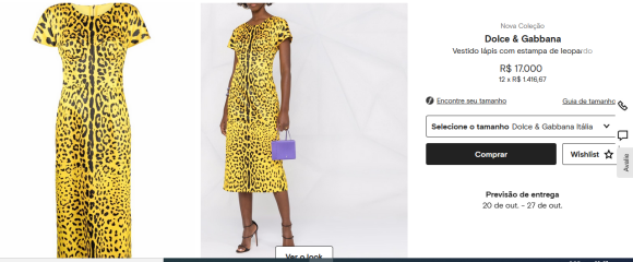Marília Mendonça usou vestido Dolce & Gabbana, disponível pelo valor de R$ 17 mil no site da multimarcas Farfecth
