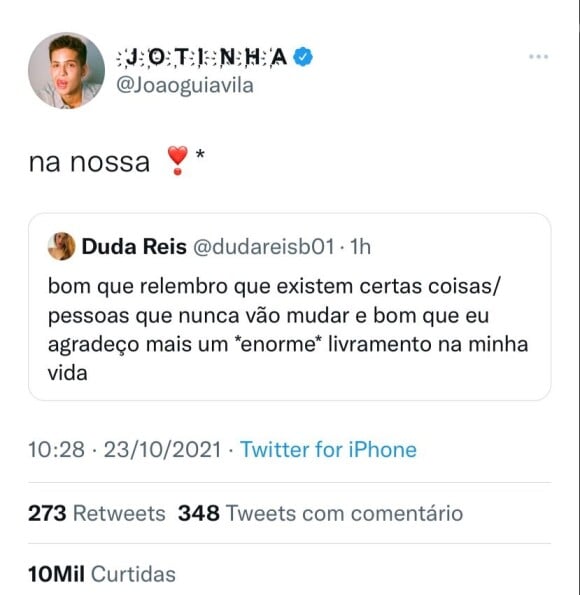 João Guilherme fala em 'livramento' depois da revelação de Gui Araújo