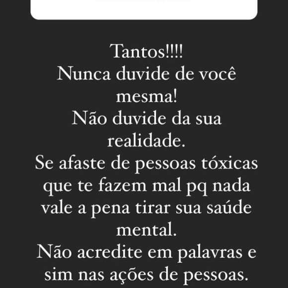 Na sequência de publicações, Yasmin também revelou quais conselhos gostaria de ter escutado antes