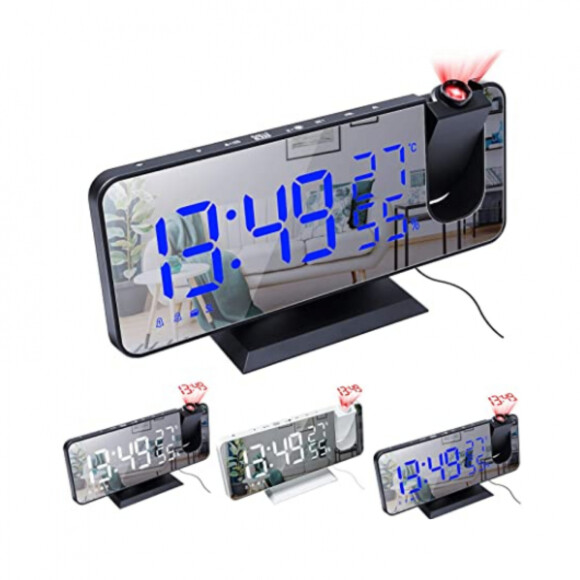 Rádio relógio e despertador digital XFTOPSE com projeção de LED