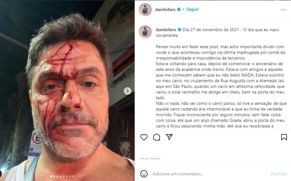 Danilo Faro relata acidente de carro