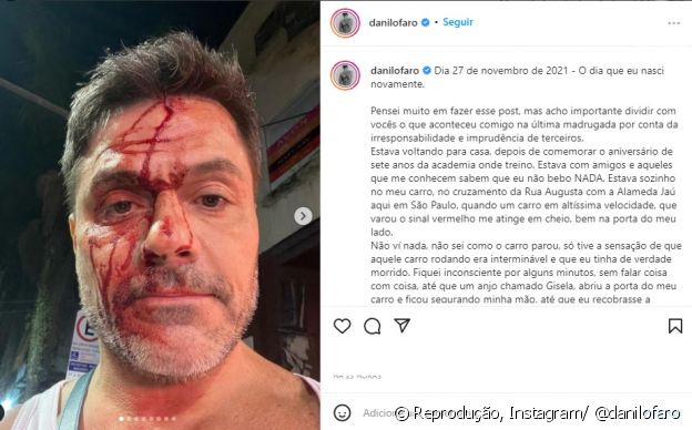 Danilo Faro relata acidente de carro