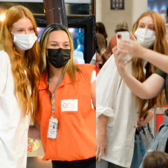 Marina Ruy Barbosa posou com fãs em aeroporto do Rio de Janeiro nesta terça-feira, 30 de novembro de 2021