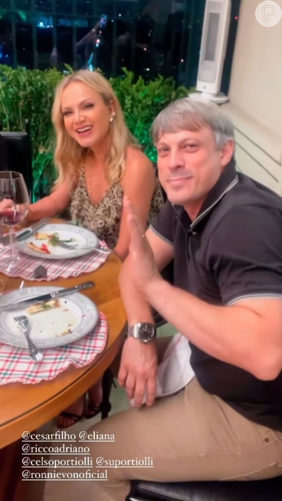 Eliana prestigiou jantar de Faustão ao lado do marido, Adriano Ricco