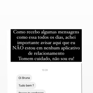 Bruna Biancardi precisou explicar nas redes sociais que não tinha perfil em aplicativo de relacionamentos