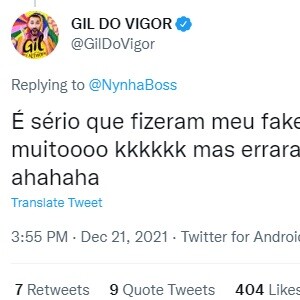 Gil do Vigor se divertiu com o perfil falso em aplicativo de relacionamentos