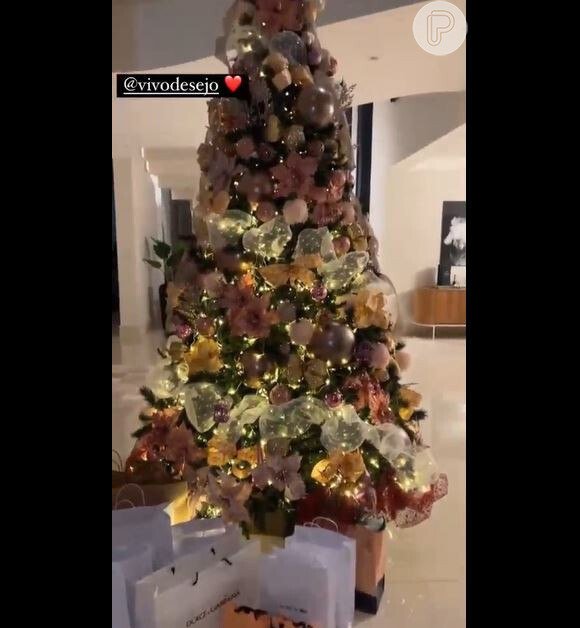 Deolane Bezerra começou mostrando a árvore de Natal e agradecendo aos responsáveis pela decoração em sua nova casa
