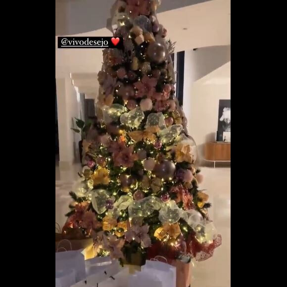 Deolane Bezerra começou mostrando a árvore de Natal e agradecendo aos responsáveis pela decoração em sua nova casa