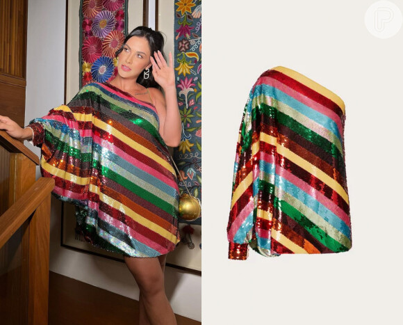 Andressa Suita usou vestido colorido com lantejoulas da grife Valentino: peça custa cerca de R$ 80 mil