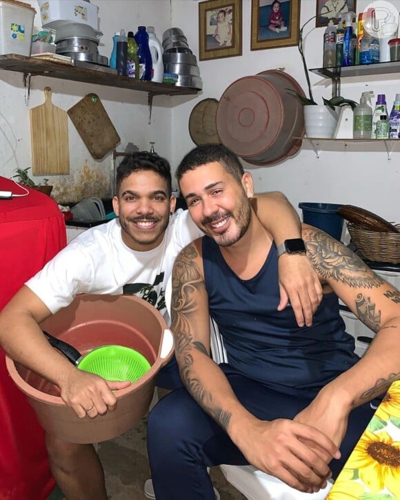 Rodolffo desejou 'boa sorte' a Lucas Albert em um vídeo ao lado do influenciador e de Carlinhos Maia