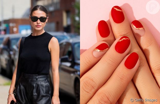Look total black combina com esmaltes vermelhos