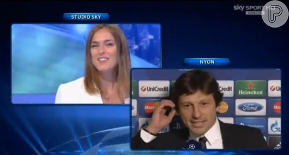 O ex-jogador Leonardo pede a namorada, Anna Billò, em casamento ao vivo durante transmissão do programa 'Sky Sport', apresentado pela jornalista, em 15 de março de 2013