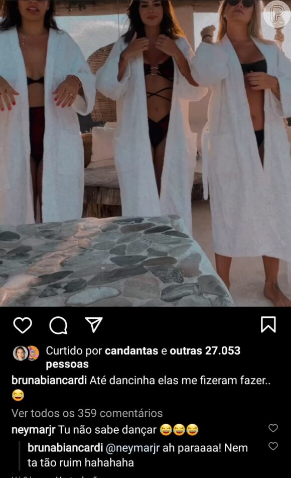 Neymar comenta dança de Bruna Biancardi de biquíni