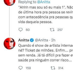 Anitta explicou que situação acontece em todos os seus shows