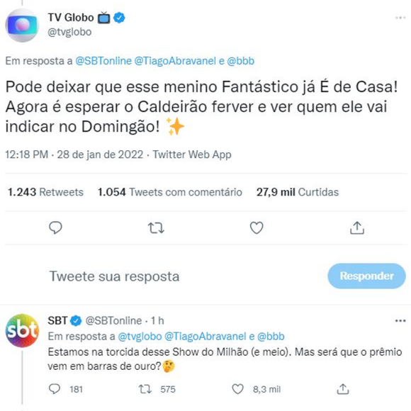 Liderança de Tiago Abravanel rendeu interação histórica entre TV Globo e SBT