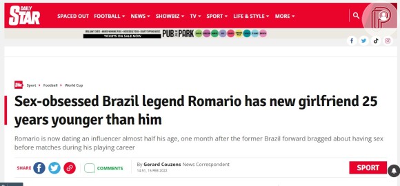 Na mídia internacional, Romário está sendo chamado de 'viciado em sexo'