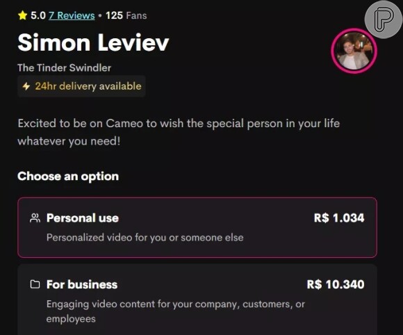 O Golpista do Tinder: Simon Leviev faz vídeos personalizados aos fãs por um valor determinado
