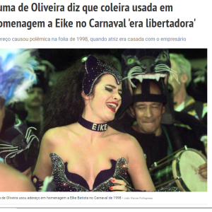 Fantasia de Luma de Oliveira causou polêmica por ser considerada uma demonstração de submissão; para ela, o look foi libertador