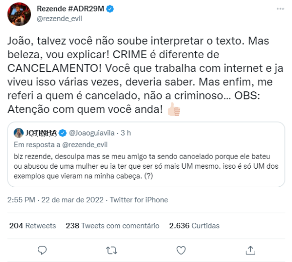 Rezende, ex de Virgínia Fonseca, responde João Guilherme após irmão de Zé Felipe questioná-lo