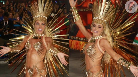 Monique Alfradique usou fantasia sem penas no Carnaval 2022