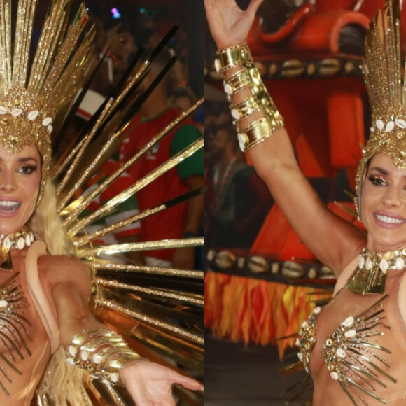 Monique Alfradique usou fantasia sem penas no Carnaval 2022