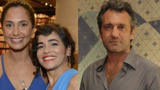 Camila Pitanga leva filha para lançamento de biografia de Domingos Montagner e encontra viúva do ator