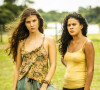 Juma (Alanis Guillen) se surpreende ao ver Muda (Bella Campos) falando na novela 'Pantanal'