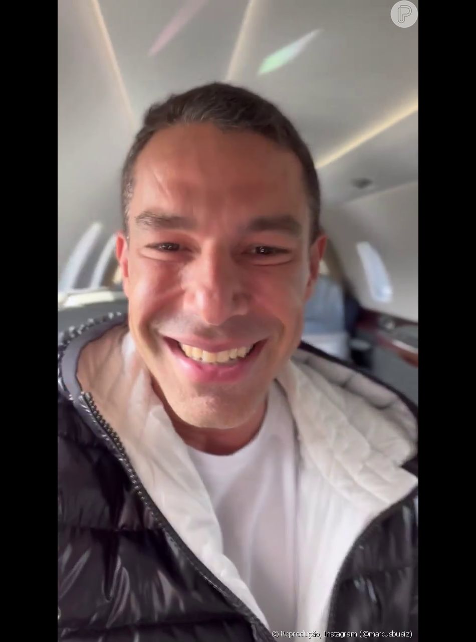 Sem Wanessa Camargo, Marcus Buaiz e os filhos viajaram de jatinho particular até Penha, em Santa Catarina