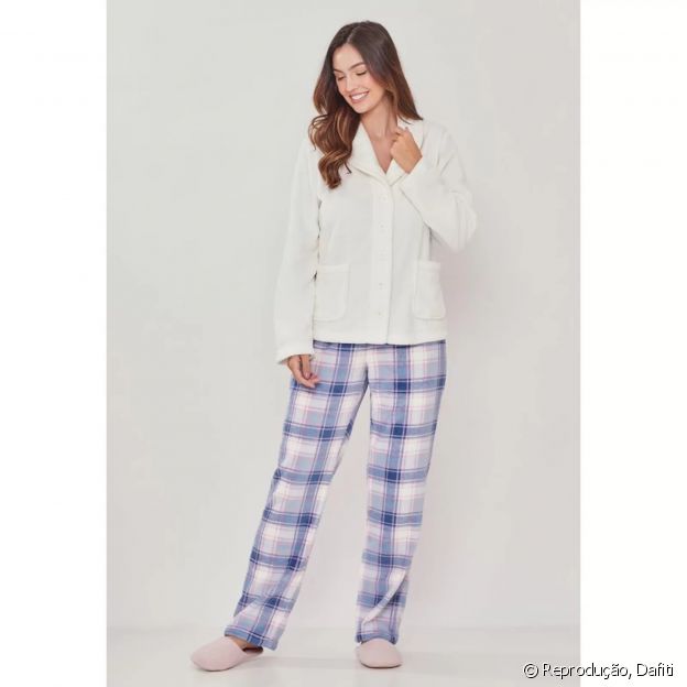 Pijama de Soft Clássico com Gola, Any Any
