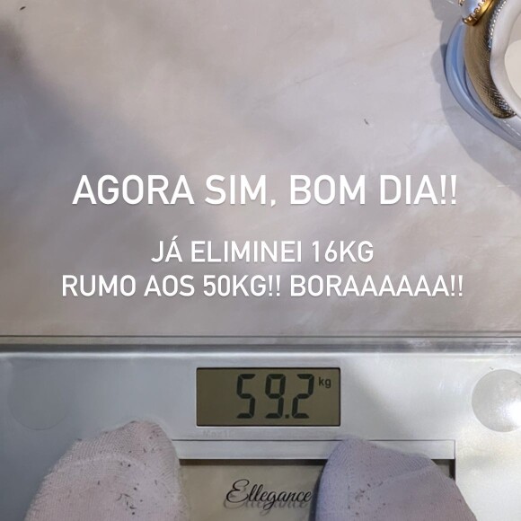 Desde então, Bárbara Evans tem compartilhado seus esforços para perder peso