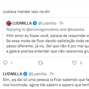 Ludmilla ainda rebateu outra fã que criticou sua resposta
