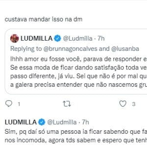 Ludmilla ainda rebateu outra fã que criticou sua resposta