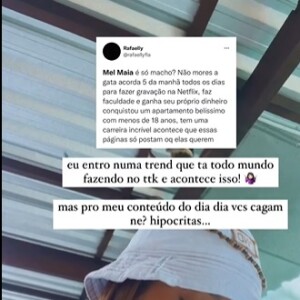 Após repercussão, Mel Maia se defendeu nas redes sociais