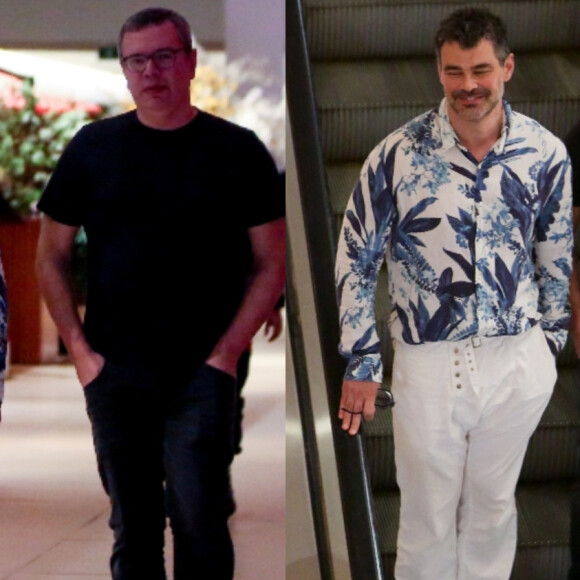 Carmo Dalla Vecchia e João Emanuel Carneiro passearam em shopping do Rio de Janeiro