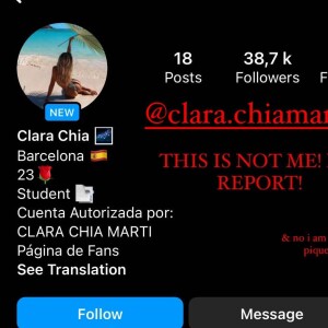 Dani, inclusive, pediu para denunciarem a conta que estava usando suas fotos com o nome de Clara