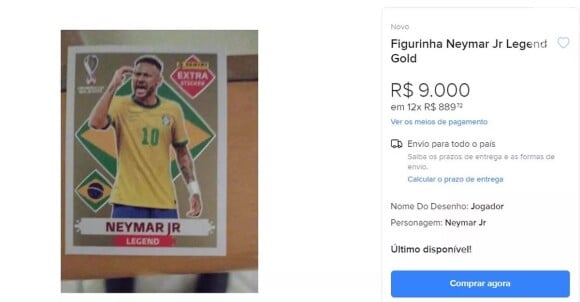 Figurinha especial de Neymar é vista sendo vendida a R$ 9 mil