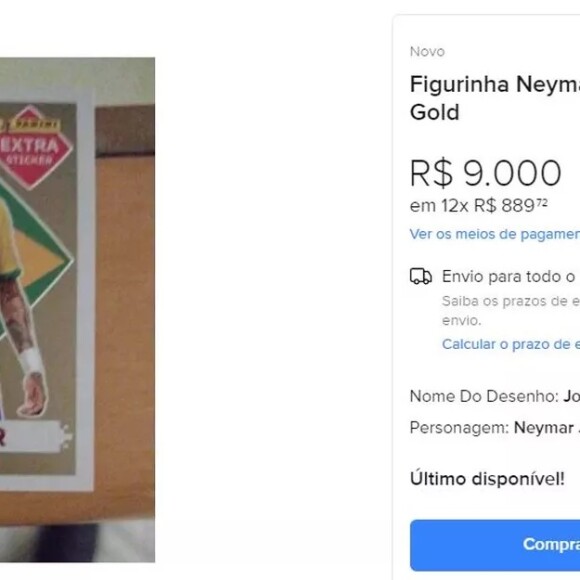 Figurinha especial de Neymar é vista sendo vendida a R$ 9 mil