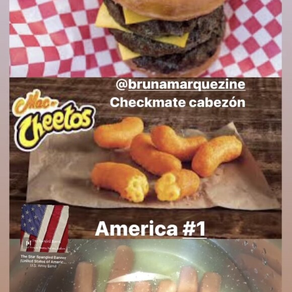 Xolo Maridueña mostrou prints de comidas norte-americanas e mandou um recado para Bruna Marquezine: 'Checkmate, cabeção'