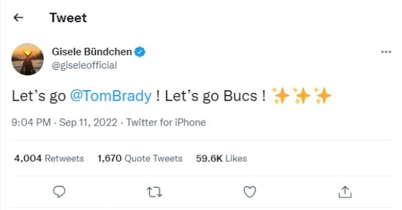 Gisele Bündchen manda recado a Tom Brady antes do jogo