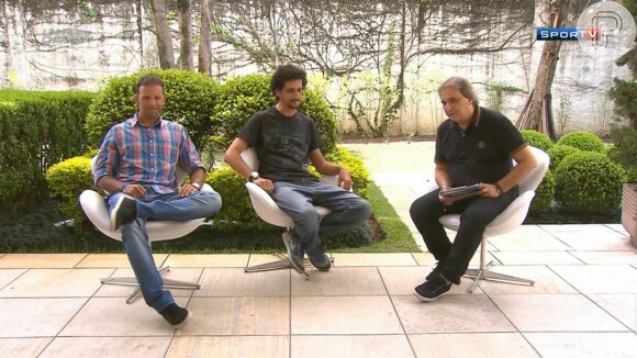 Reginaldo Leme apresenta o programa 'Linha de Chegada', no SporTV