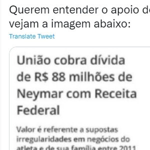 Web relembrou a dívida perdoada de Neymar pelo governo