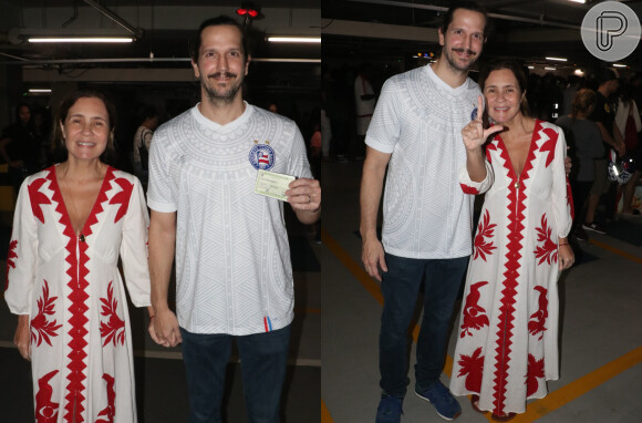 Adriana Esteves com um vestido poderoso para votar ao lado do marido, Vladimir Brichta