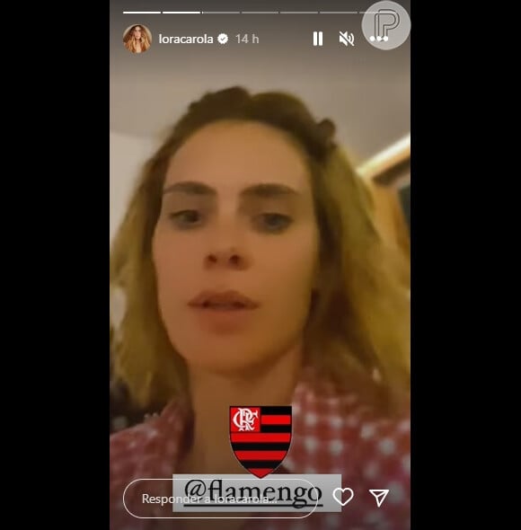 Carolina Dieckmann faz parte do grupo de famosas que comemorou a vitória do Flamengo