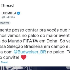 Ludmilla anunciou a novidade nas redes sociais