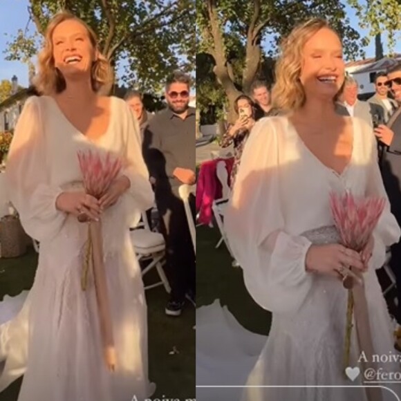 Vestido de casamento de Fernanda Rodrigues tinha decote V na parte da frente