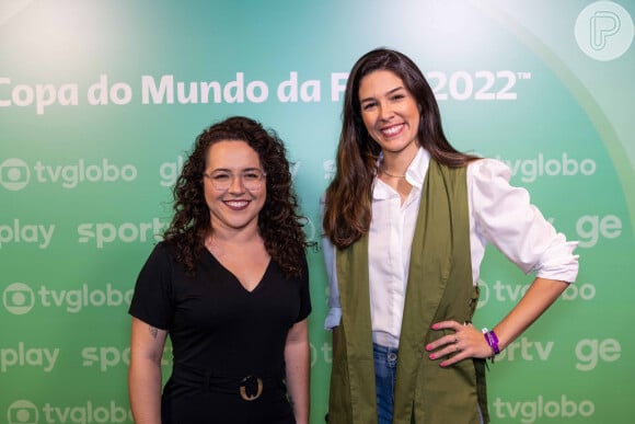 Copa do Mundo 2022: Renata Silveira ao lado de Natália Lara: narradoras são as primeiras mulheres a narrarem partidas na Globo e no Sportv