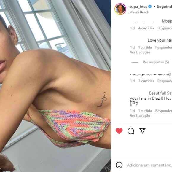 Publicação de Ines Rau se encheu de comentários sobre Mbappé